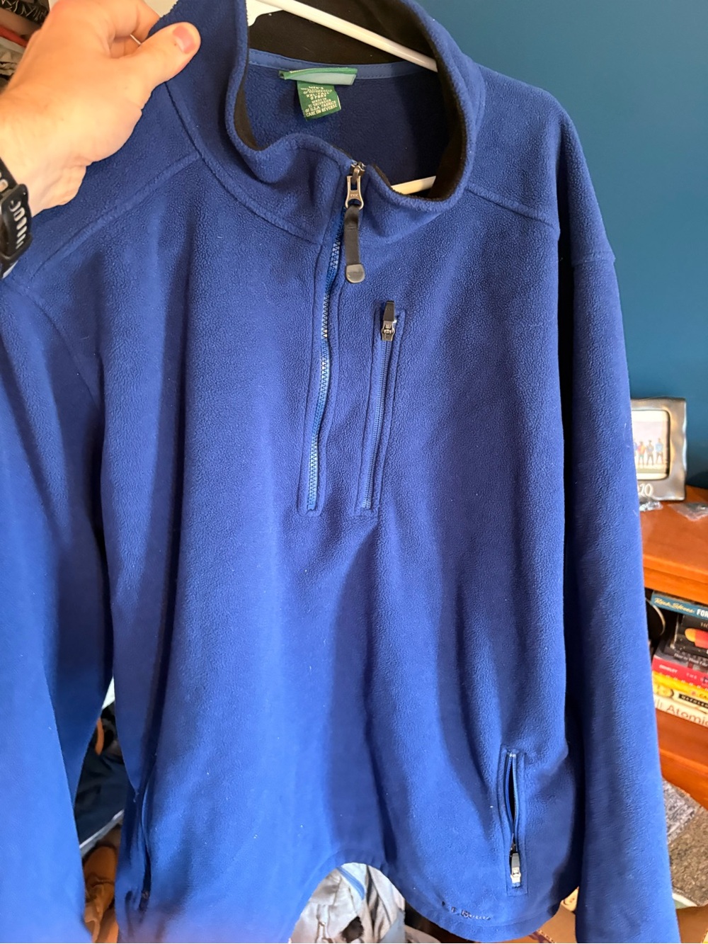 LL Bean XXl Heavy Blue Men's Quarter-Zip Fleece Pullover